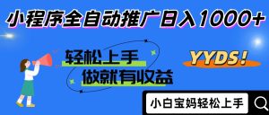 2025年最新风口，小程序自动推广，，稳定日入1000+，小白轻松上手
