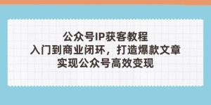 ),从入门到商业闭环,打造爆款文章,实现公众…