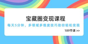 宝藏圈变现课程，每天5分钟，多领域多维度技巧助你轻松变现（189节）