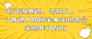 新蓝海赛道，零投入，一个普通人如何宅家办公实现年入百万