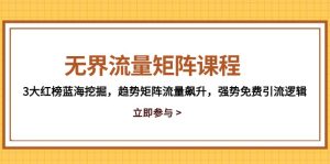 无界流量矩阵课程，3大红榜蓝海挖掘，趋势矩阵流量飙升，强势免费引流逻辑