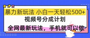 视频号分成计划，全网最暴力玩法，新手一天也能轻松500+