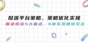投流平台策略，策略优化实操，解决投流5大痛点，4步实现精准引流