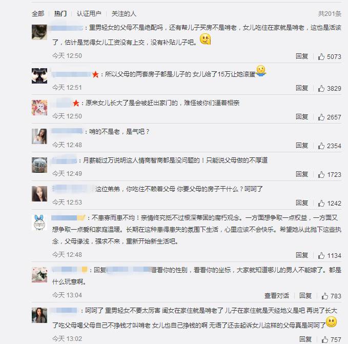 重男轻女家庭矛盾_女儿啃老父母起诉_父母的房子该不该和姐姐争