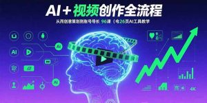 AI+短视频创作全流程：从创意策划到账号增长，96节课(含26项AI工具教学)