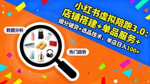 小红书虚拟陪跑3.0：店铺搭建+单品服务+细分铺货+选品技术，单店日入100+