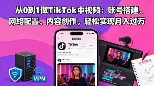 从0到1做TikTok中视频：账号搭建、网络配置、内容创作，轻松实现月入过万
