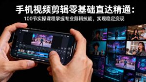 手机视频剪辑零基础直达精通:100节实操课程掌握专业剪辑技能,实现稳…