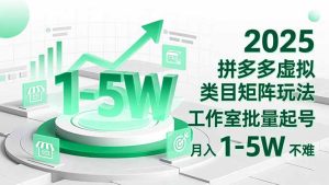 2025 拼多多虚拟类目矩阵玩法，工作室批量起号，月入 1-5W 不难
