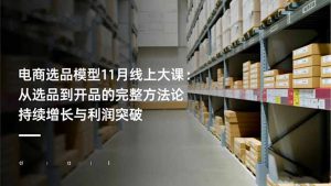 电商选品模型11月线上大课:从选品到开品的完整方法论 持续增长与利润突破