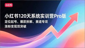 小红书120天系统实训营Pro版,定位起号、爆款拆解、赛道专攻,实现涨粉变现双突破