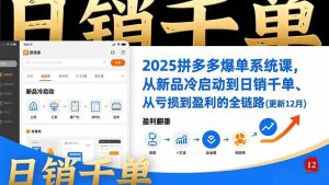 2025拼多多爆单系统课，从新品冷启动到日销千单、从亏损到盈利的全链路（更新12月）