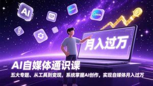 AI自媒体通识课，五大专题、从工具到变现，系统掌握AI创作，实现自媒体月入过万