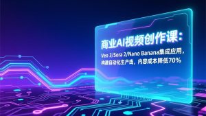 商业AI视频创作课:Veo 3/Sora 2/Nano Banana集成应用,构建自动化生产线,内容成本降低70%