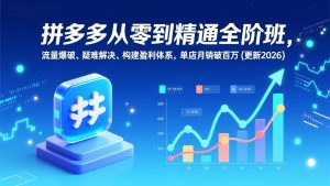 拼多多从零到精通全阶班，流量爆破、疑难解决，构建盈利体系，单店月销破百万(更新2026)