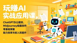 玩赚AI实战应用课，ChatGPT办公提效、Midjourney绘画创作，零基础掌握，助力效率与收入双提升
