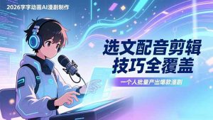 ，选文配音剪辑技巧全覆盖，一个人就能批量产出爆款漫剧