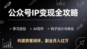 公众号IP变现全攻略-更新，学习定位、AI写作、钩子设计与转化，构建获客闭环，副业月入过万