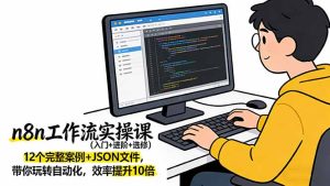 n8n工作流实操课（入门+进阶+选修）12个完整案例+JSON文件，带你玩转自动化，效率提升10倍