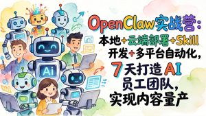 OpenClaw实战营：本地+云端部署+Skill开发+多平台自动化，7 天打造 AI 员工团队，实现内容量产