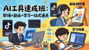 AI工具速成班：职场+副业+学习一站式通关，20+爆款类型+剪映技巧+抖音算法，0基础快速上手