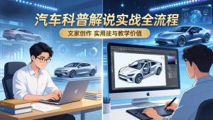 抖音汽车科普解说实战：文案+动画+画面处理+去水印全流程，打造专业汽车科普视频